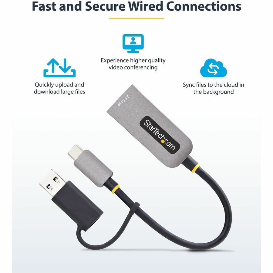 StarTech.com 2.5GbE USB-C to Ethernet Adapter with USB-A Converter, NBASE-T NIC, USB 3.0 Type-C 2.5/1G Multi Speed Network, USB 3.1 RJ45 StarTech.com 2.5GbE USB-C to Ethernet Adapter with USB-A Converter, NBASE-T NIC, USB 3.0 Type-C 2.5/1G Multi Speed Network, USB 3.1 RJ45